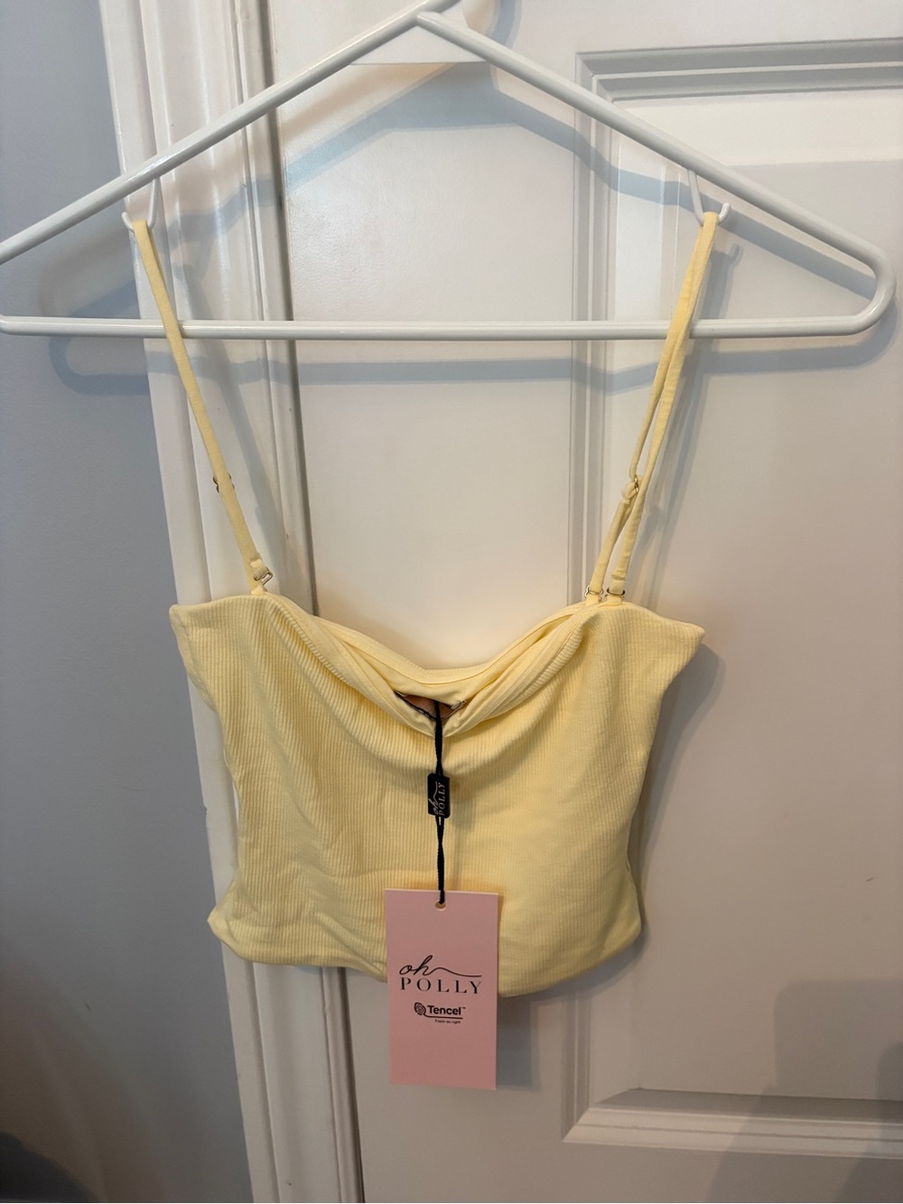 Oh Polly Yellow Ribbed Tube Top Attachable Straps